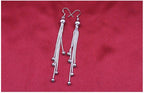 Nilu's Collection Silver Plated Long Five Beads Retro Earrings Flash Jewelry for Girls and Women Alloy Drops & Danglers