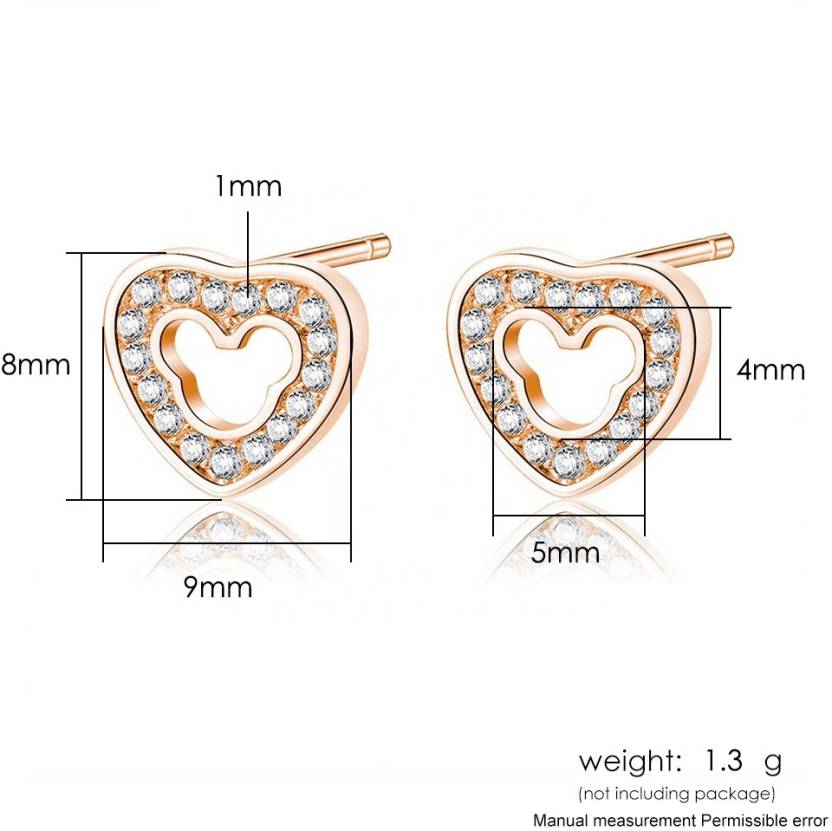 Rose Gold Plated Sparkling Heart Studs