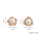 Pearl Pop Rose Gold Plated Pearl Stud Earrings| Value Set with AD Stone for Women And Girls