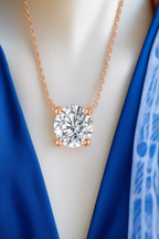 Nilu's Collection Rose Gold Plated Solitaire Pendant Necklace with Round Cut American Diamond For Women And Girls | Anti-Tarnish | Anti-Allergy | Office Wear | Gifting