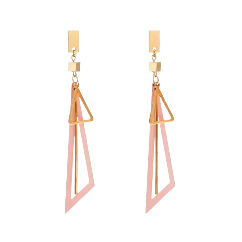 Hollow triangular drop earrings