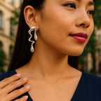 Abstract Drip Design Earrings in Silver Trendy and Modern Look | gift for her,gifts for womens & gilrls