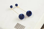 Blue Velvet Plush Ball Korean Style Earrings