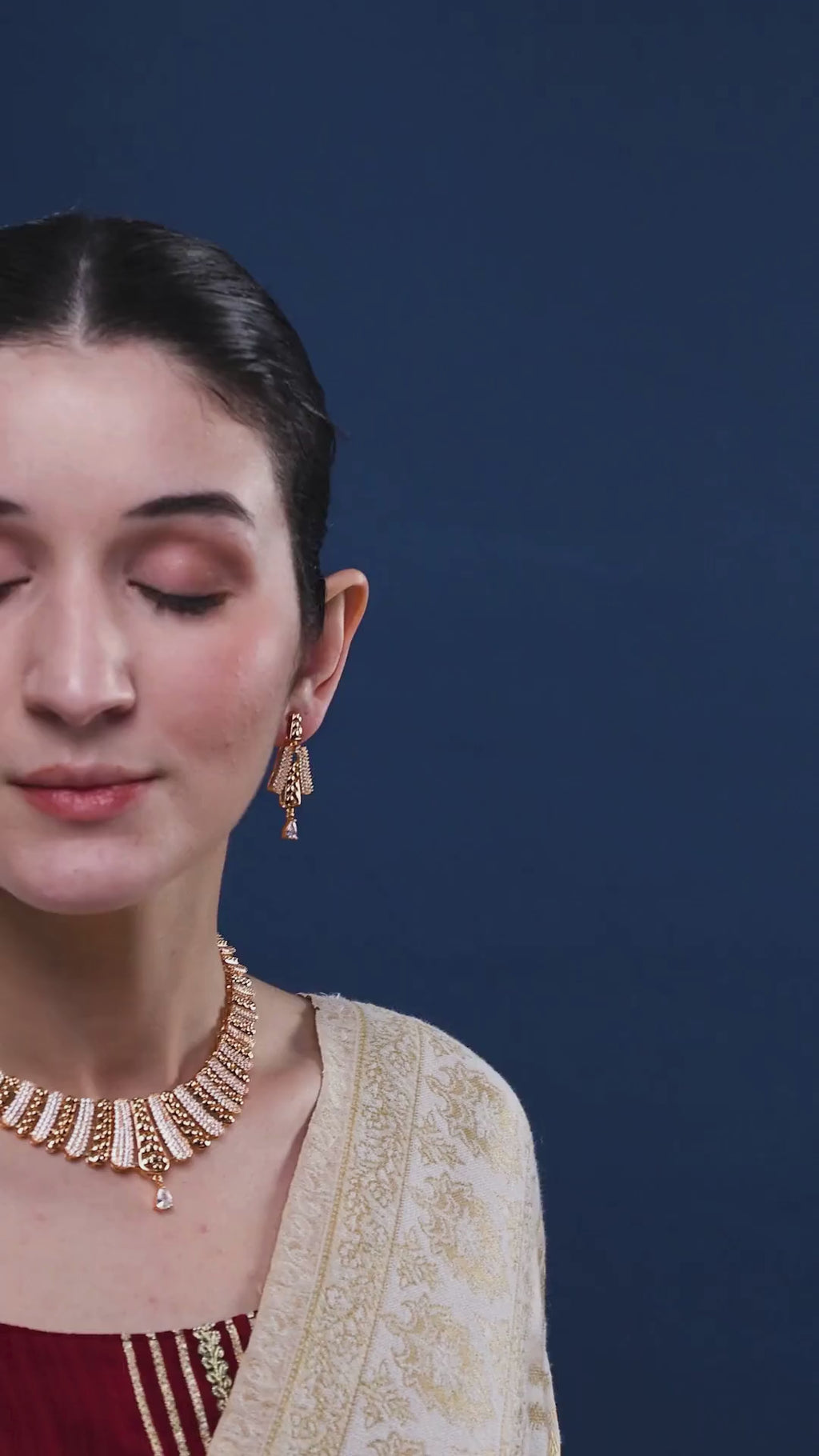 Rose Gold Necklace With Matching Earring