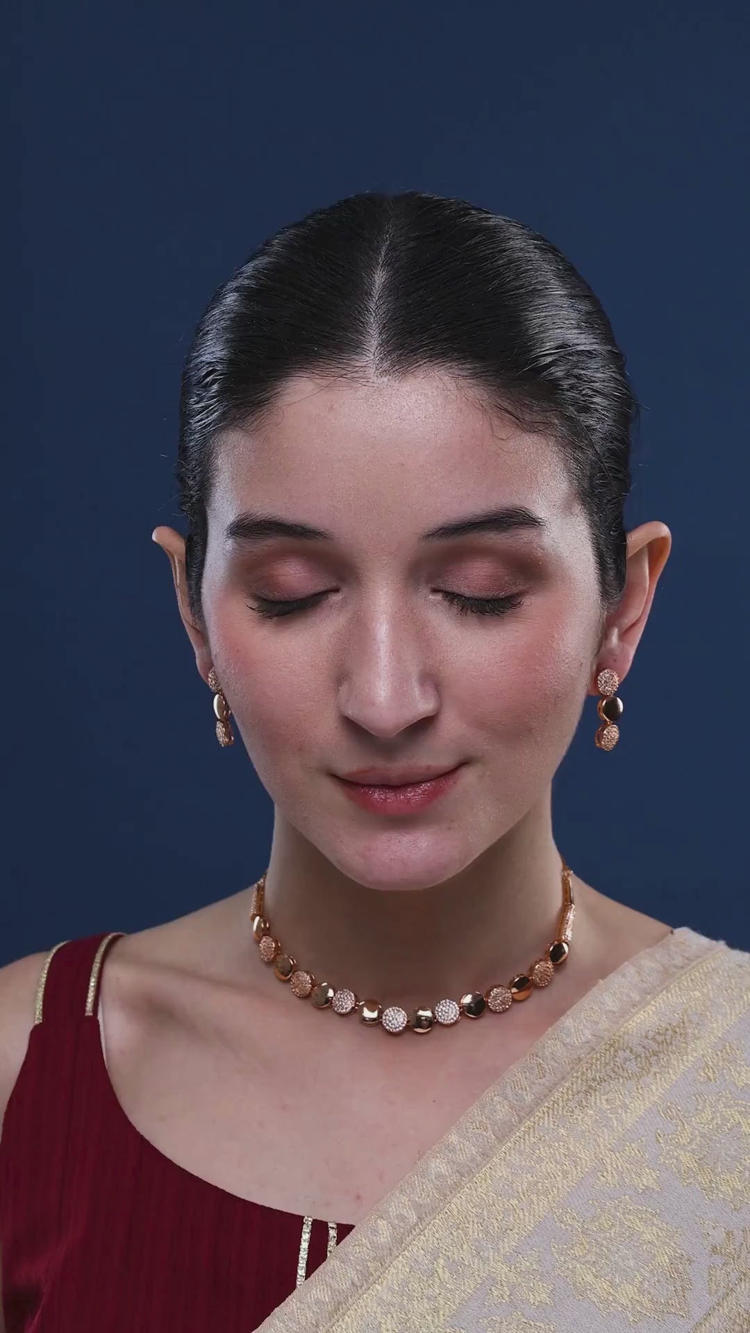 Rose Gold Necklace With Earrings