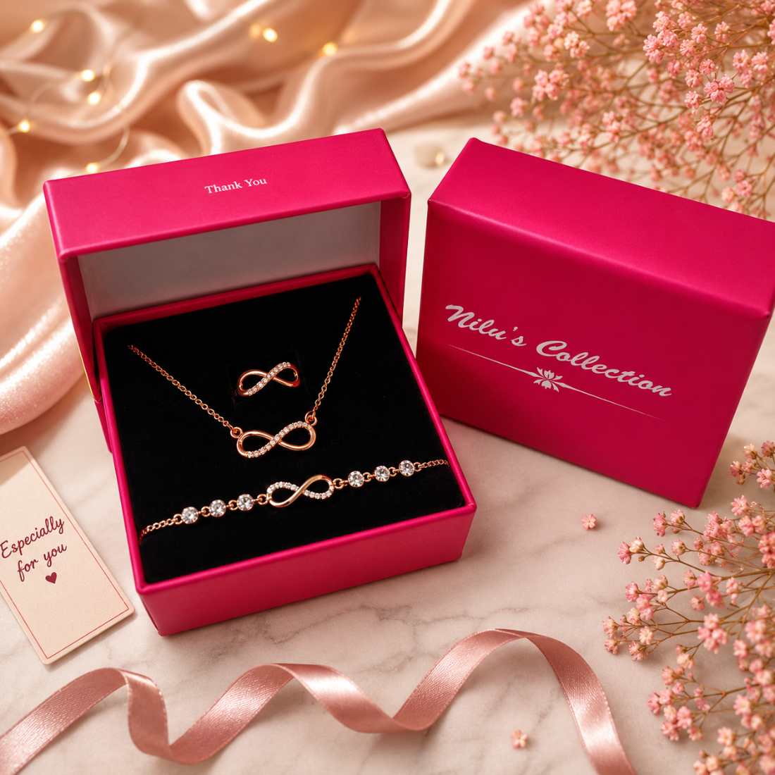 Rose Gold Plated Infinity Jewellery Set