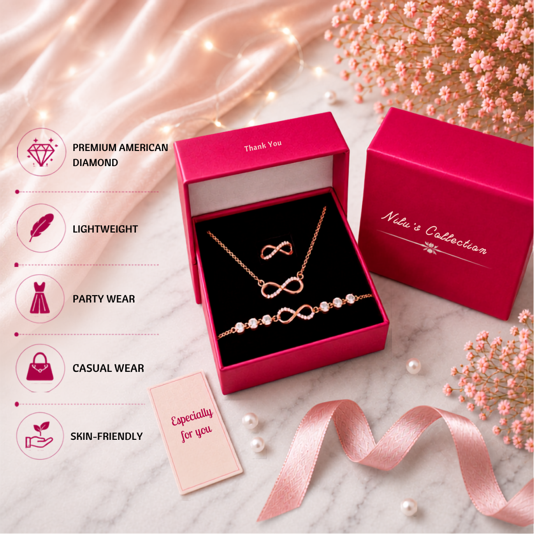 Rose Gold Plated Infinity Jewellery Set