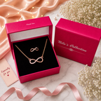 Rose Gold  Plated Infinity Pendant Necklace & Adjustable Ring Set