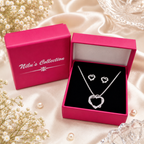 Silver Heart Pendant With Matching Earrings