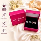 Multi Tone Set| Value Set| Heart Shape Stud Earrings Combo Set For Women And Girls