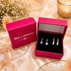 Tender Touch Duo Water Drop Studs and Crystal Hanging Earrings Value Set For Girls