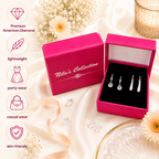 Tender Touch Duo Water Drop Studs and Crystal Hanging Earrings Value Set For Girls