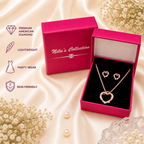 Rose Gold Plated Heart Shape Pendant With Matching Earring