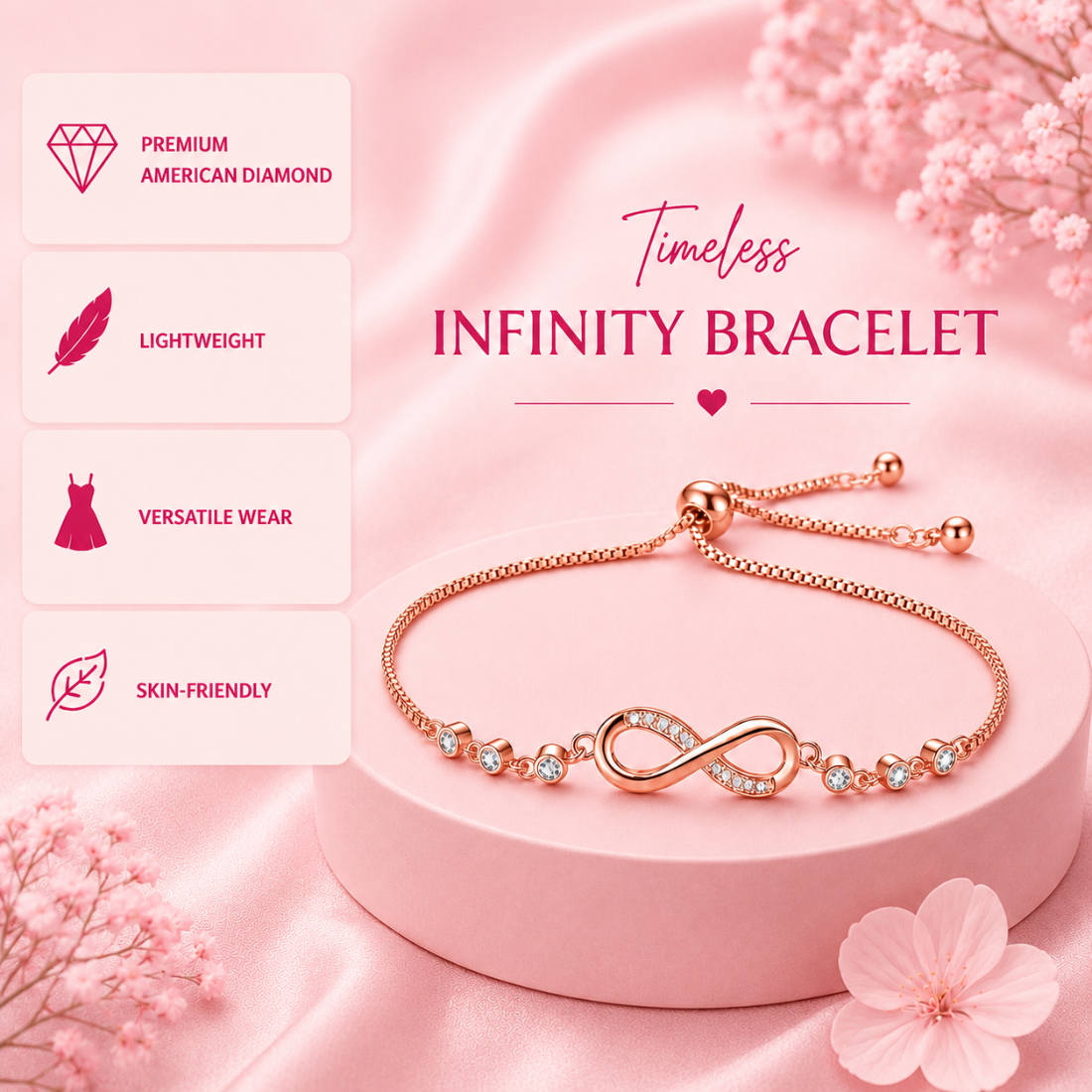 Rose Gold Plated Infinity Bracelet