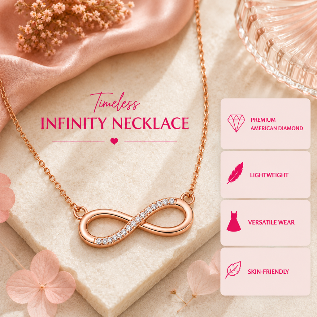 Infinity Love Pendant Rose Gold Plated Necklace For Women & Girls | Anti Allergy| Anti-Tarnish  |Valentine Gift