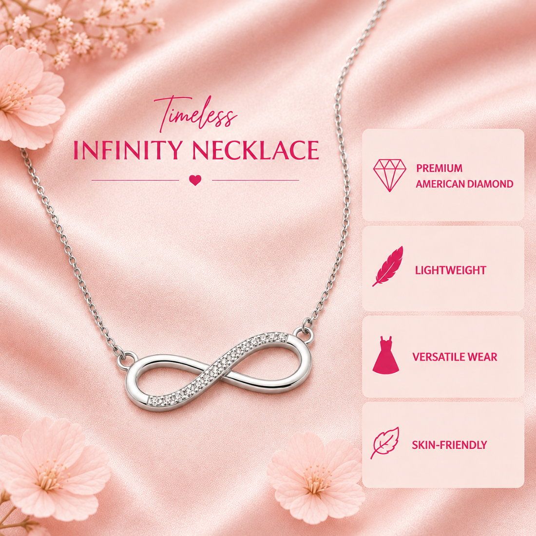 Infinity Love Pendant for Girls|Anti Allergy| Anti Tarnish| Valentine Gift