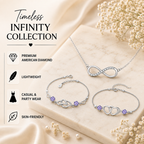 Silver Plated Infinity Love Pendant Bracelet Set