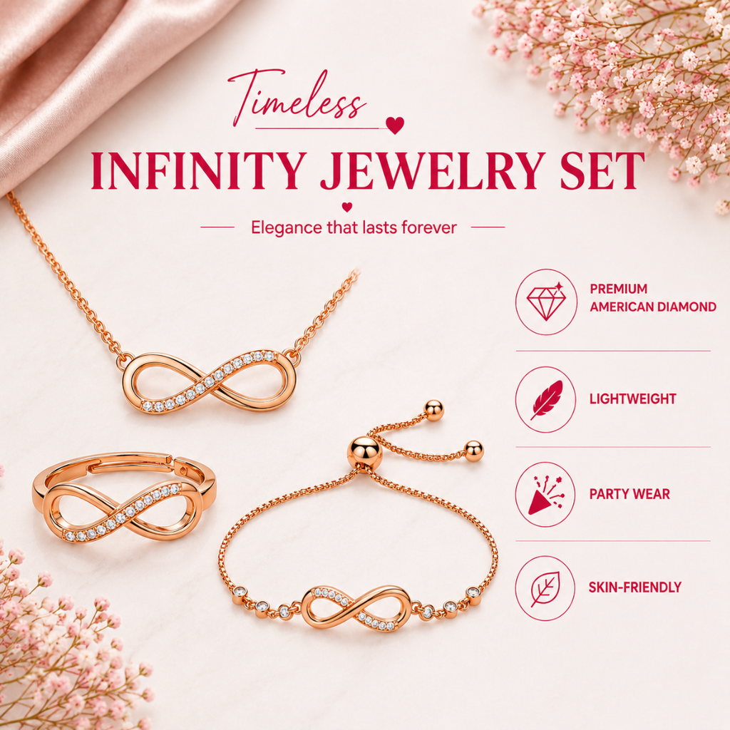 Rose Gold Plated Infinity Jewellery Set