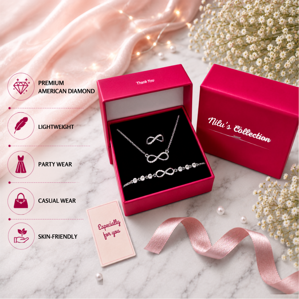 Silver Plated Infinity jewellery Set