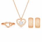 Harmony Hues Rose Gold Plated Value Set of Pendant, Ring and Earrings| Valentine Gift