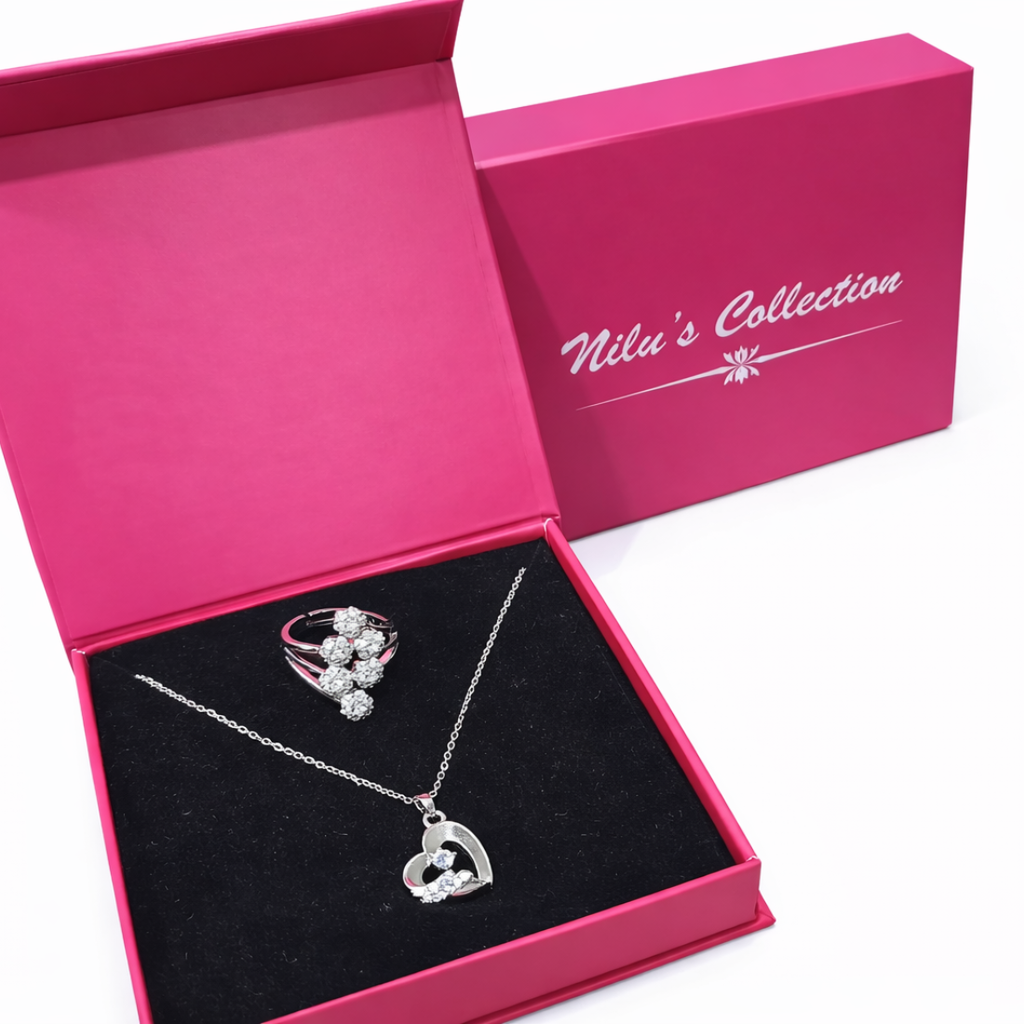 Gift Silver Plated Pendent With Adjustable Finger Ring For Women And Girls