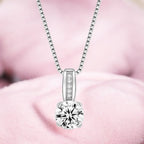 Silver Plated Round Solitaire Pendant With Chain & AD Stone | Stylish Delicate Cubic Zircon Pendant with Chain for Women