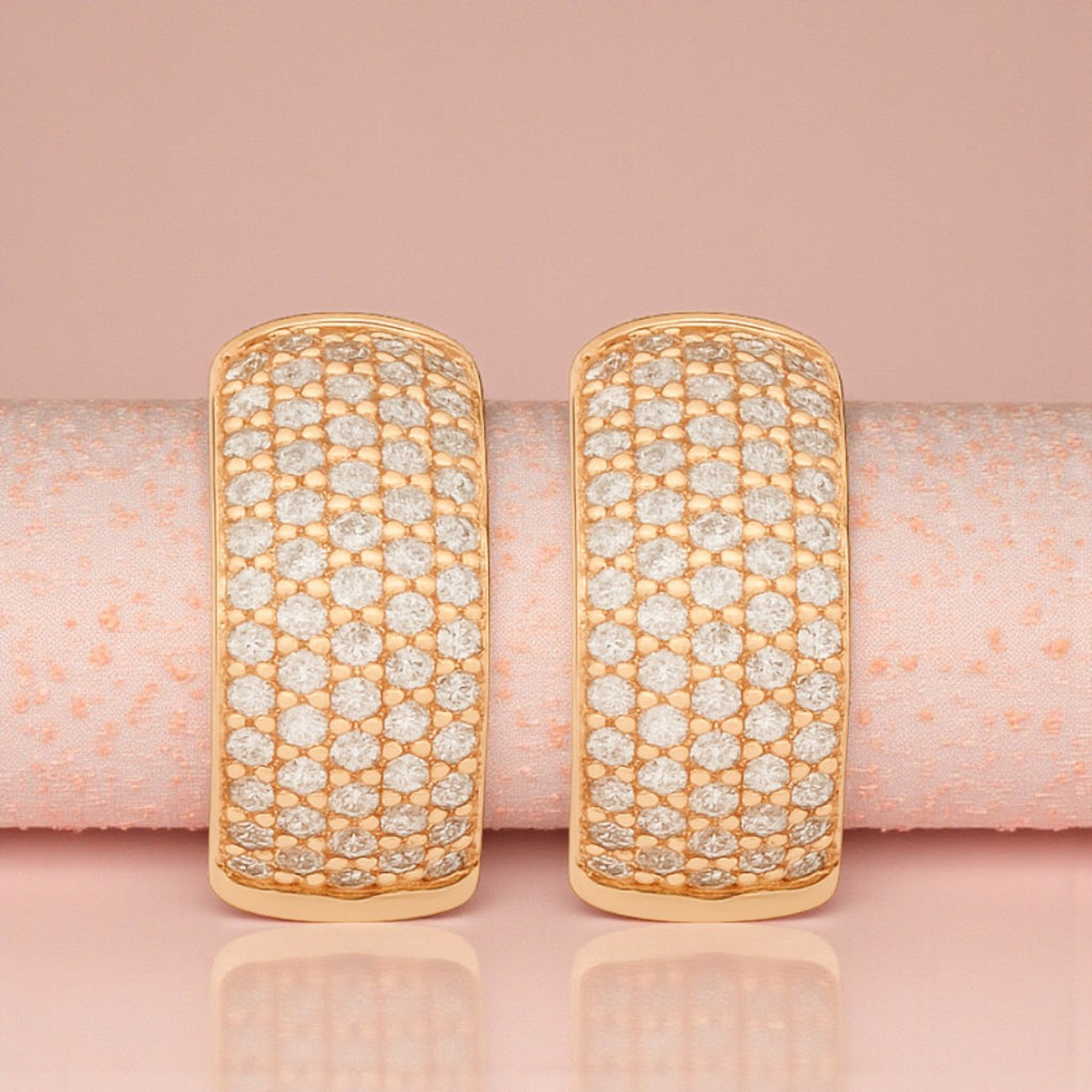 Nilu's Collection Rose Gold Plated Hoop Earrings With American Diamond For Women And Girls | Office Wear| Gift For Her | Anti-Tarnish | Anti- Allergy