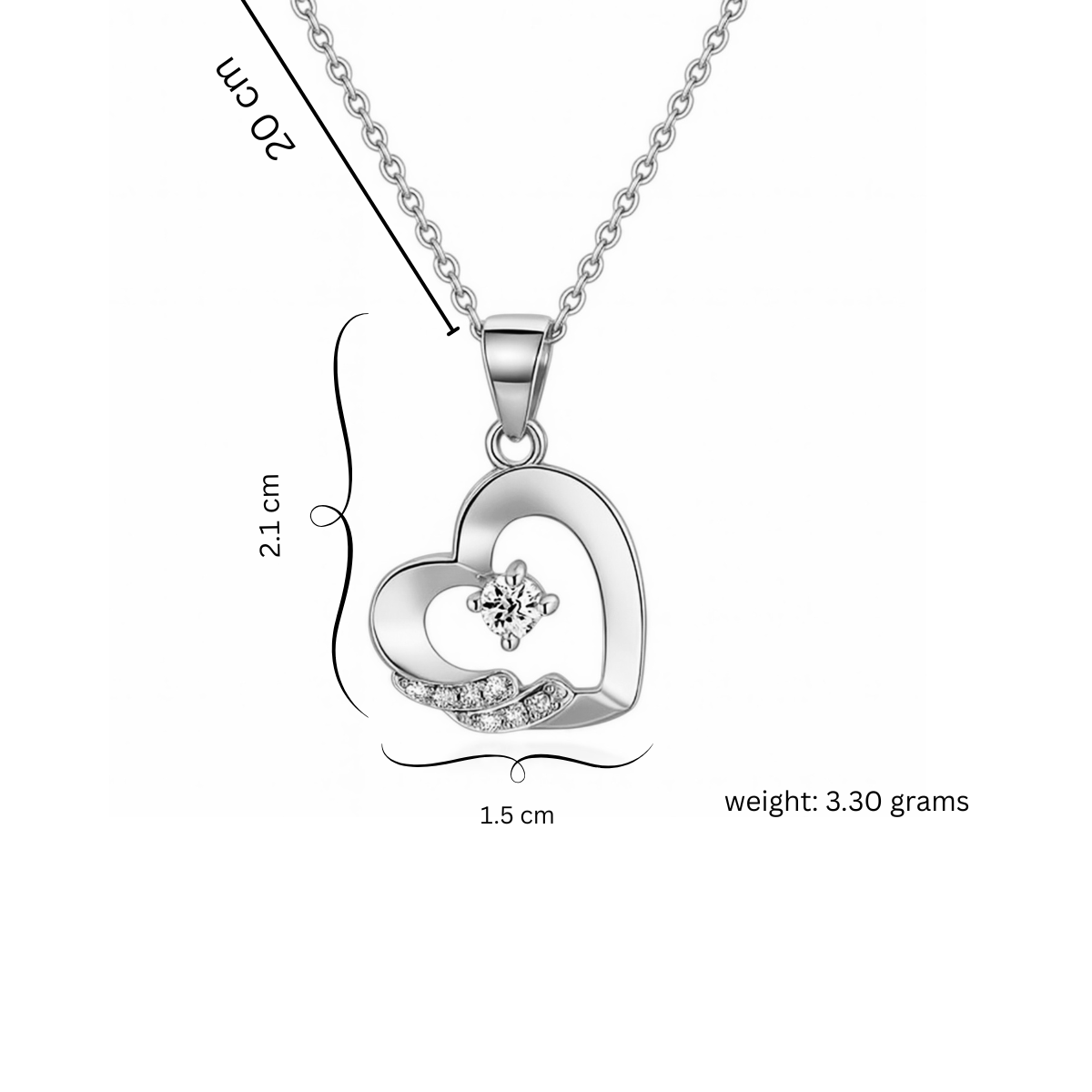Silver Plated Heart Pendant Necklace with CZ Stone for Women & Girls |Anti-Tarnish | Anti-Allergy| Gift For Her | Office Wear