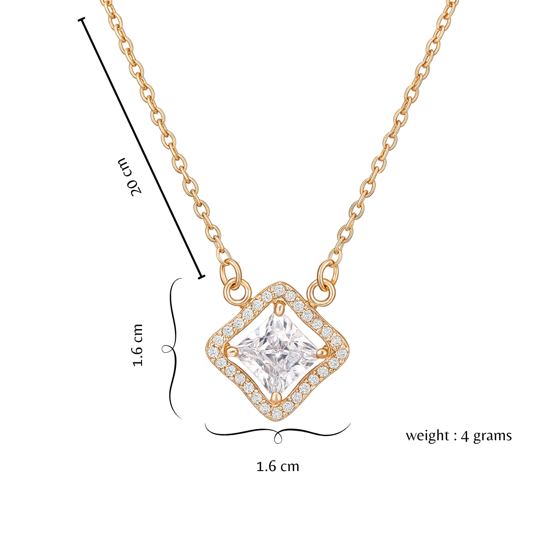 Nilu’s Collection Rose Gold Plated Pendant Necklace with Sparkling AD Stones for women and Girls