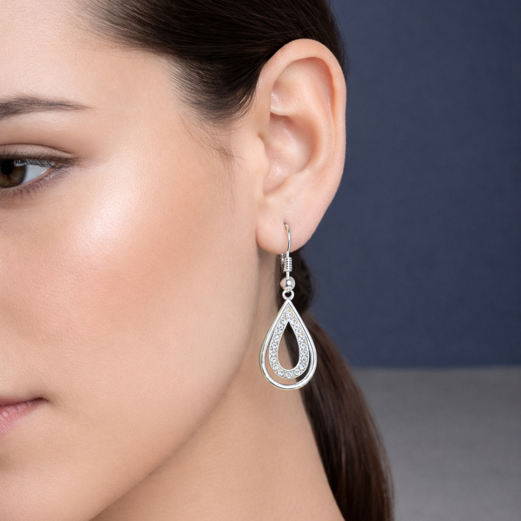 Micro Hollow Water Drop Earrings for Women and Girls Copper Drops & Danglers