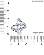 Sliver Plated Elegant American Diamond Studded Sparkling Adjustable Finger Ring for Women and Girls