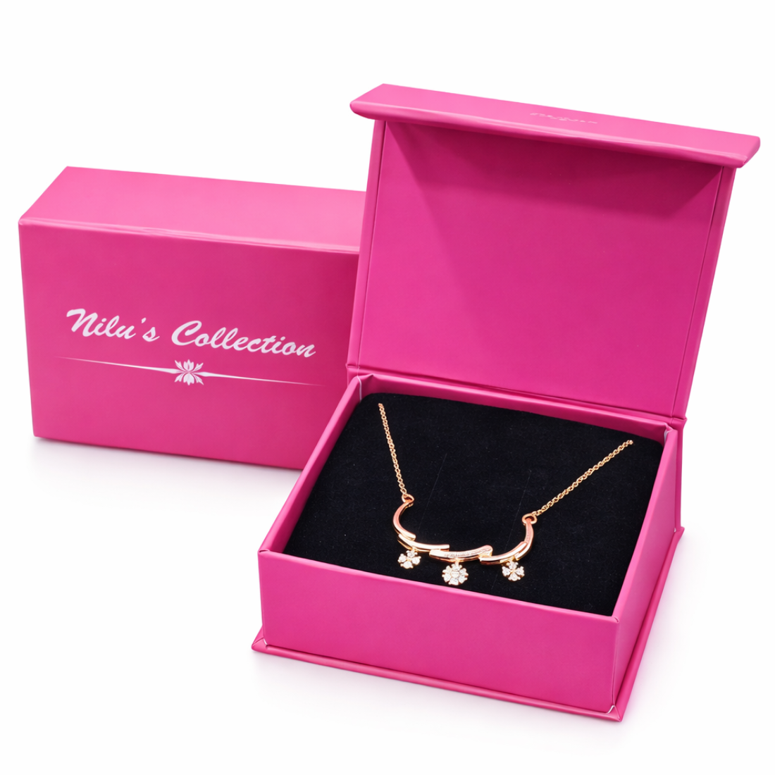 Gift Rose Gold Pendant with earrings and Ring For WomenAnd Girls| Valentine Ring