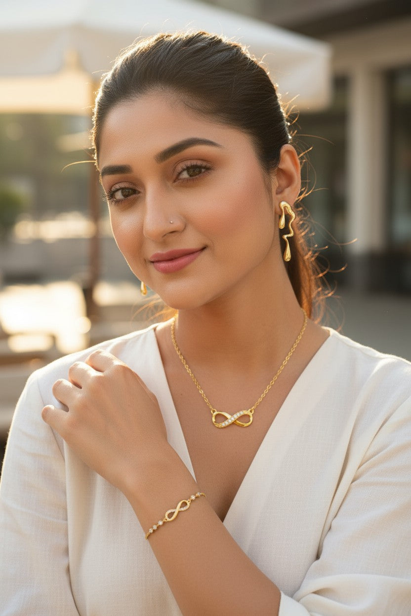 Infinity Love Jewellery Value Set for Girls|Anti Allergy| Anti Tarnish| Valentine Gift
