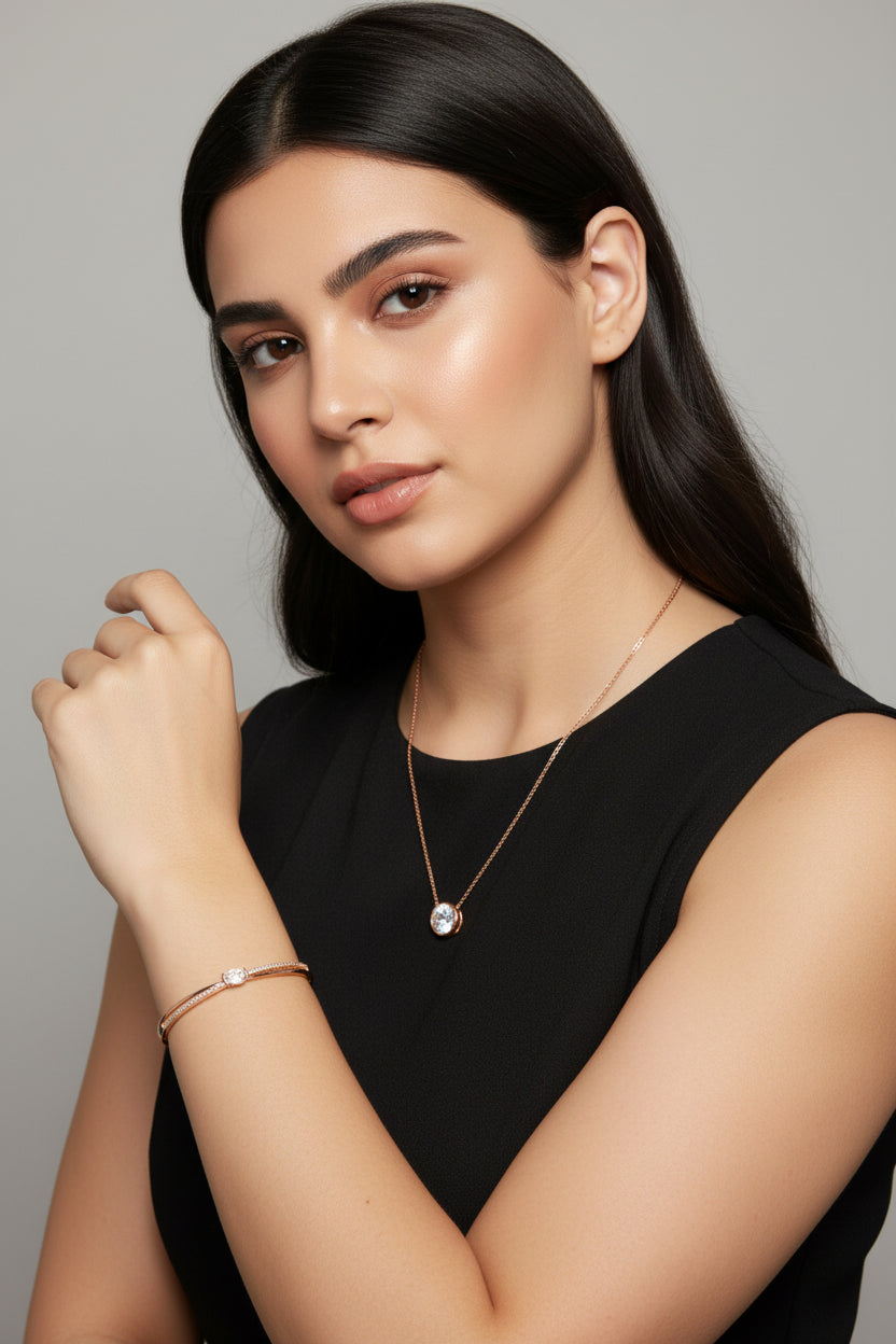 Nilu's Collection Rose Gold Plated Jewelry Combo Set for Women And Girls