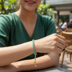 Trendy Tennis Bracelet With American Diamond For Women And Girls (Aqua Colour)