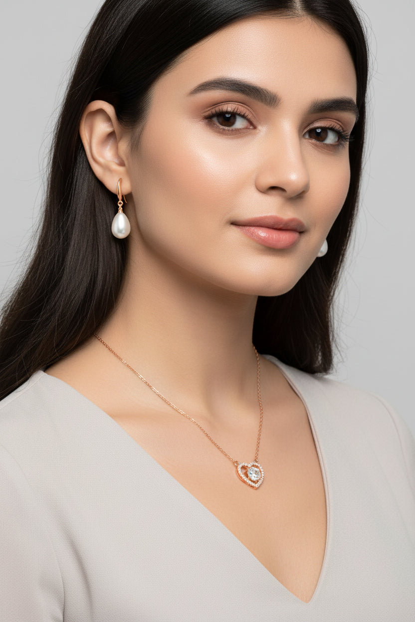 Sparkle Duo Value Set| Rose Gold Plated Stud Earring Set For Women And Girls