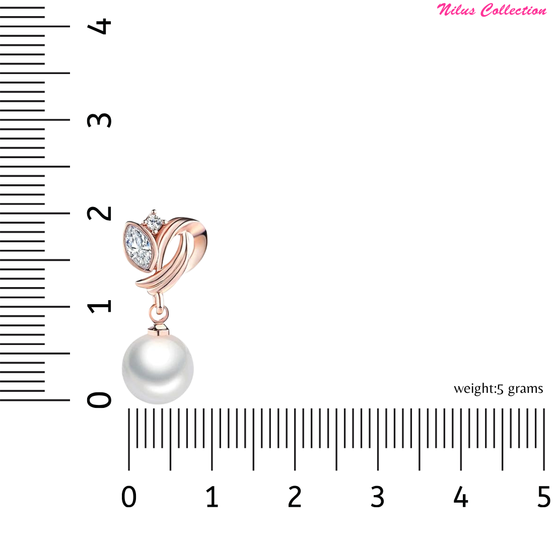 Simulated Pearl Drop Earrings for Women, Cubic Zirconia Pearl Beads Earring, Rose Gold and Silver