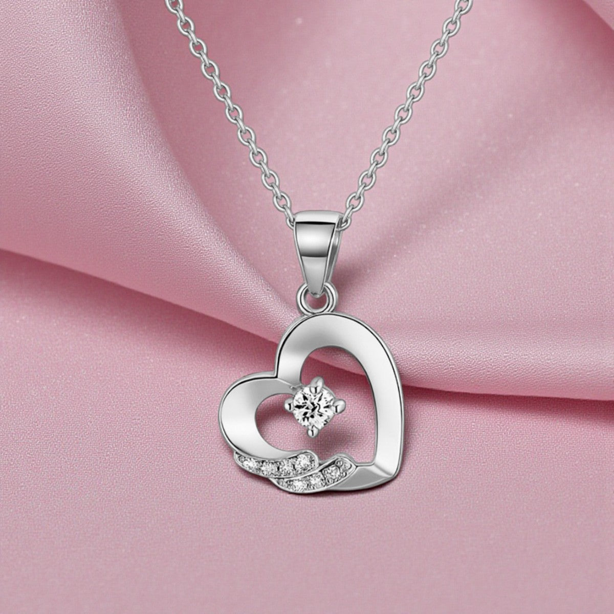 Silver Plated Heart Pendant Necklace with CZ Stone for Women & Girls |Anti-Tarnish | Anti-Allergy| Gift For Her | Office Wear