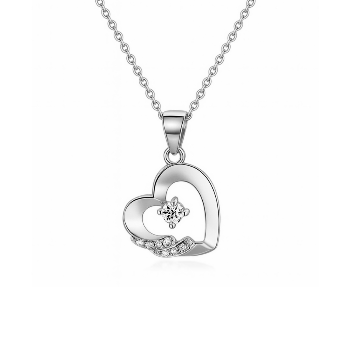Silver Plated Heart Pendant Necklace with CZ Stone for Women & Girls |Anti-Tarnish | Anti-Allergy| Gift For Her | Office Wear