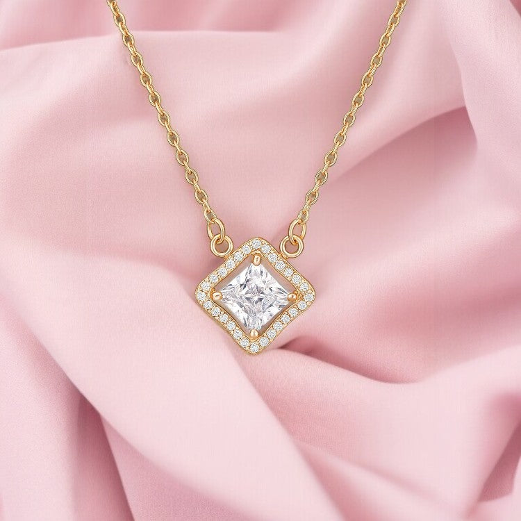 Nilu’s Collection Rose Gold Plated Pendant Necklace with Sparkling AD Stones for women and Girls