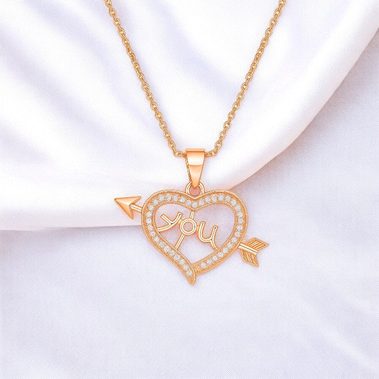 Nilu’s Collection Rose Gold Plated Heart Shape Pendant  for Women and Girls