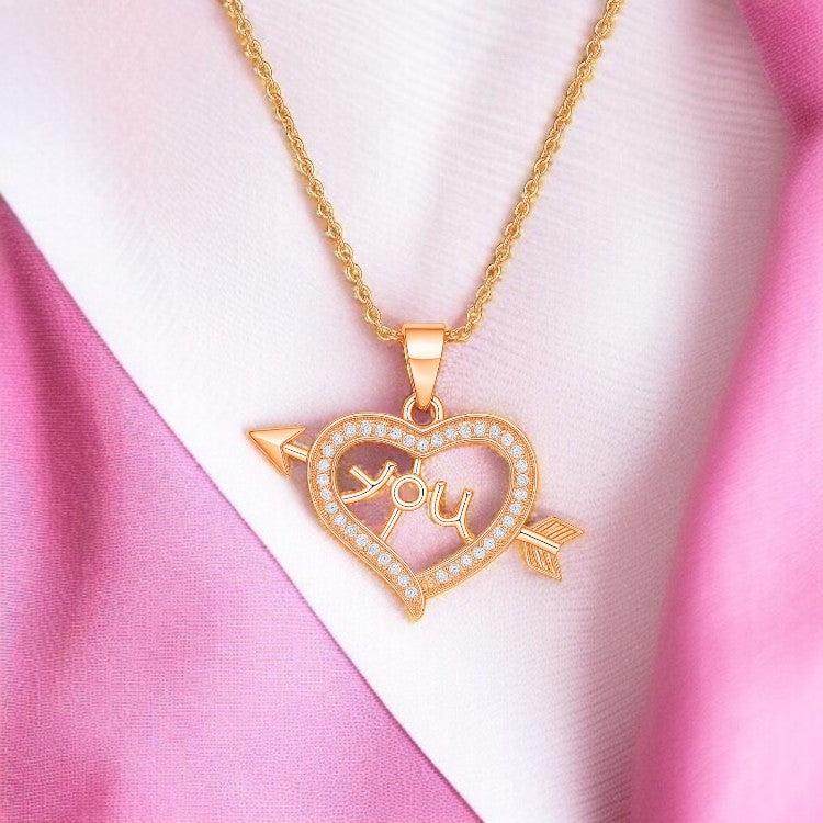 Nilu’s Collection Rose Gold Plated Heart Shape Pendant  for Women and Girls