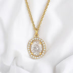Gold Plated Oval Pendant NecklaceFor Women and Girls