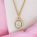 Gold Plated Oval Pendant NecklaceFor Women and Girls