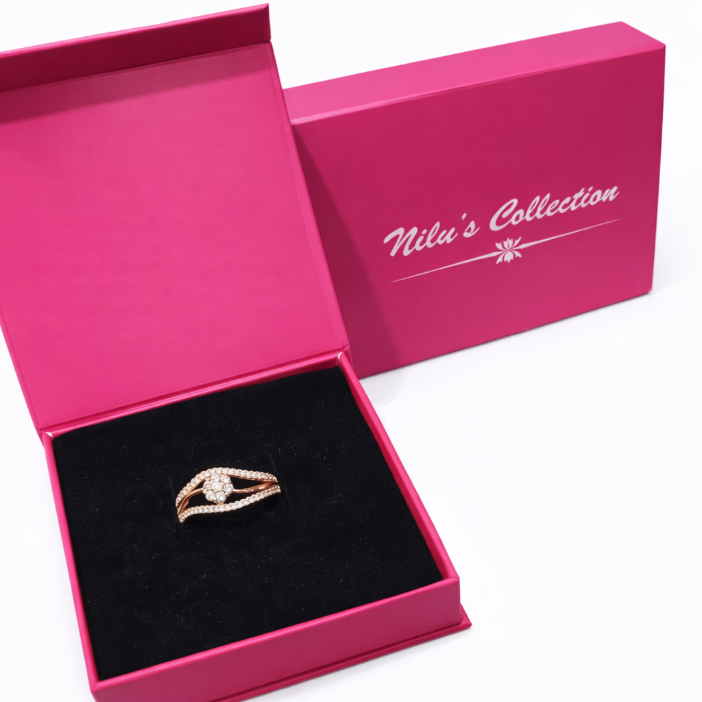 Gift Rose Gold Plated Heart Shape Pendant With Adjustable Finger Ring For Women And Girls