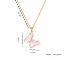 Nilu's Collection Gold Plated Pink Chrystal Butterfly Pendant For Women And Girls