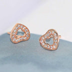 Rose Gold Plated Sparkling Heart Studs