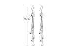 Nilu's Collection Silver Plated Long Five Beads Retro Earrings Flash Jewelry for Girls and Women Alloy Drops & Danglers