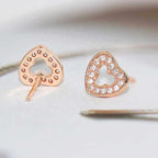 Rose Gold Plated Sparkling Heart Studs