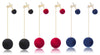 Combo of Red, Blue and Black Plush Ball Dangle and Drop Earring